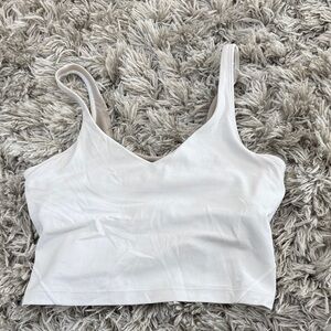 Lululemon Athletica White Scoop Neck Crop Top